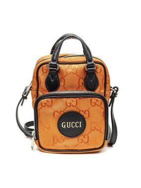Gucci Zip Messenger Cross Body Orange Black GG Nylon Canvas